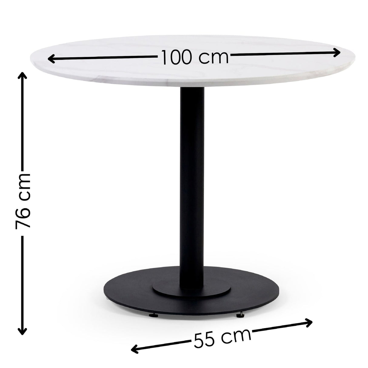 Wooden Dining Table 100cm Wide for 4 People Round - Luca