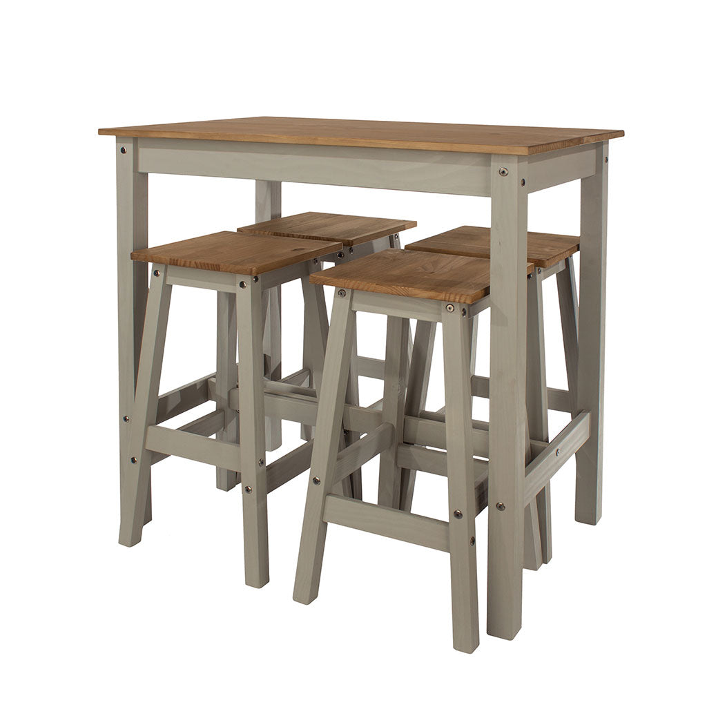 Wooden Dining Table 100cm Wide With 4 Dining Stools - Corona