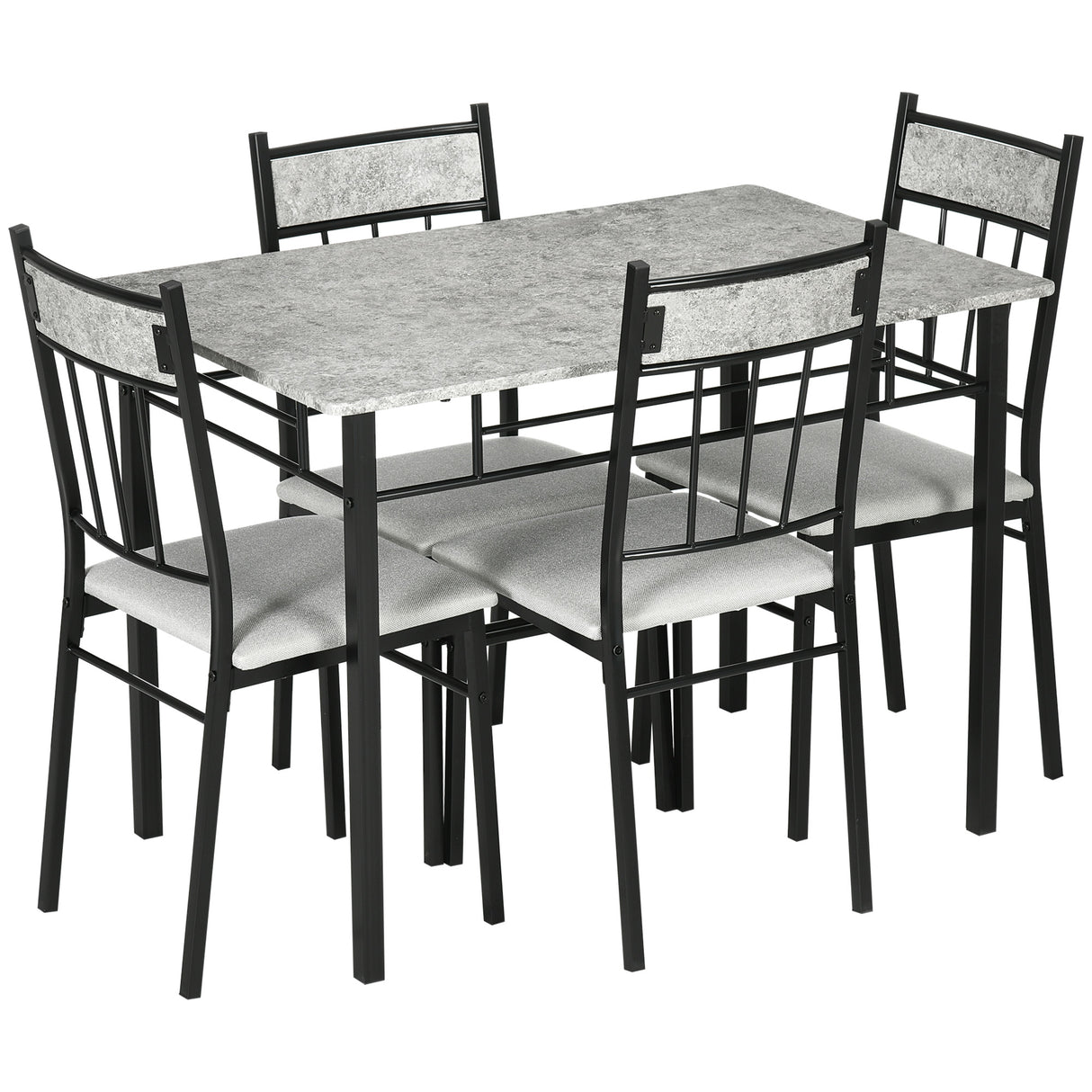 Wooden Dining Table 107cm Wide Rectangular With 4 Chairs - Velmora