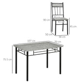 Wooden Dining Table 107cm Wide Rectangular With 4 Chairs - Velmora