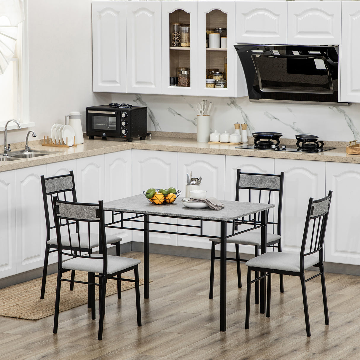 Wooden Dining Table 107cm Wide Rectangular With 4 Chairs - Velmora