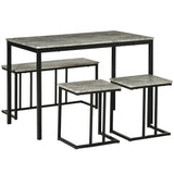 Wooden Dining Table 110cm Wide Rectangular With 1 Bench And 2 Stools - Velmora