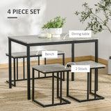 Wooden Dining Table 110cm Wide Rectangular With 1 Bench And 2 Stools - Velmora
