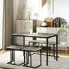 Wooden Dining Table 110cm Wide Rectangular With 1 Bench And 2 Stools - Velmora
