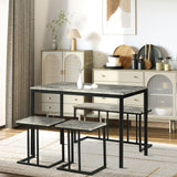 Wooden Dining Table 110cm Wide Rectangular With 1 Bench And 2 Stools - Velmora