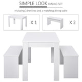 Wooden Dining Table 110cm Wide Rectangular With 2 Benches - Velmora