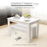 Wooden Dining Table 110cm Wide Rectangular With 2 Benches - Velmora