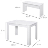 Wooden Dining Table 110cm Wide Rectangular With 2 Benches - Velmora
