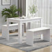 Wooden Dining Table 110cm Wide Rectangular With 2 Benches - Velmora