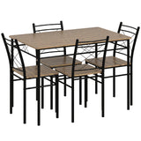 Wooden Dining Table 110cm Wide Rectangular With 4 Chairs And Metal Frame - Velmora