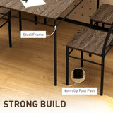 Wooden Dining Table 110cm Wide Rectangular With 4 Chairs And Metal Frame - Velmora