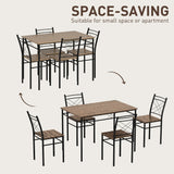 Wooden Dining Table 110cm Wide Rectangular With 4 Chairs And Metal Frame - Velmora