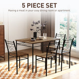 Wooden Dining Table 110cm Wide Rectangular With 4 Chairs And Metal Frame - Velmora