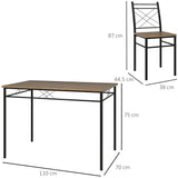 Wooden Dining Table 110cm Wide Rectangular With 4 Chairs And Metal Frame - Velmora