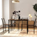 Wooden Dining Table 110cm Wide Rectangular With 4 Chairs And Metal Frame - Velmora