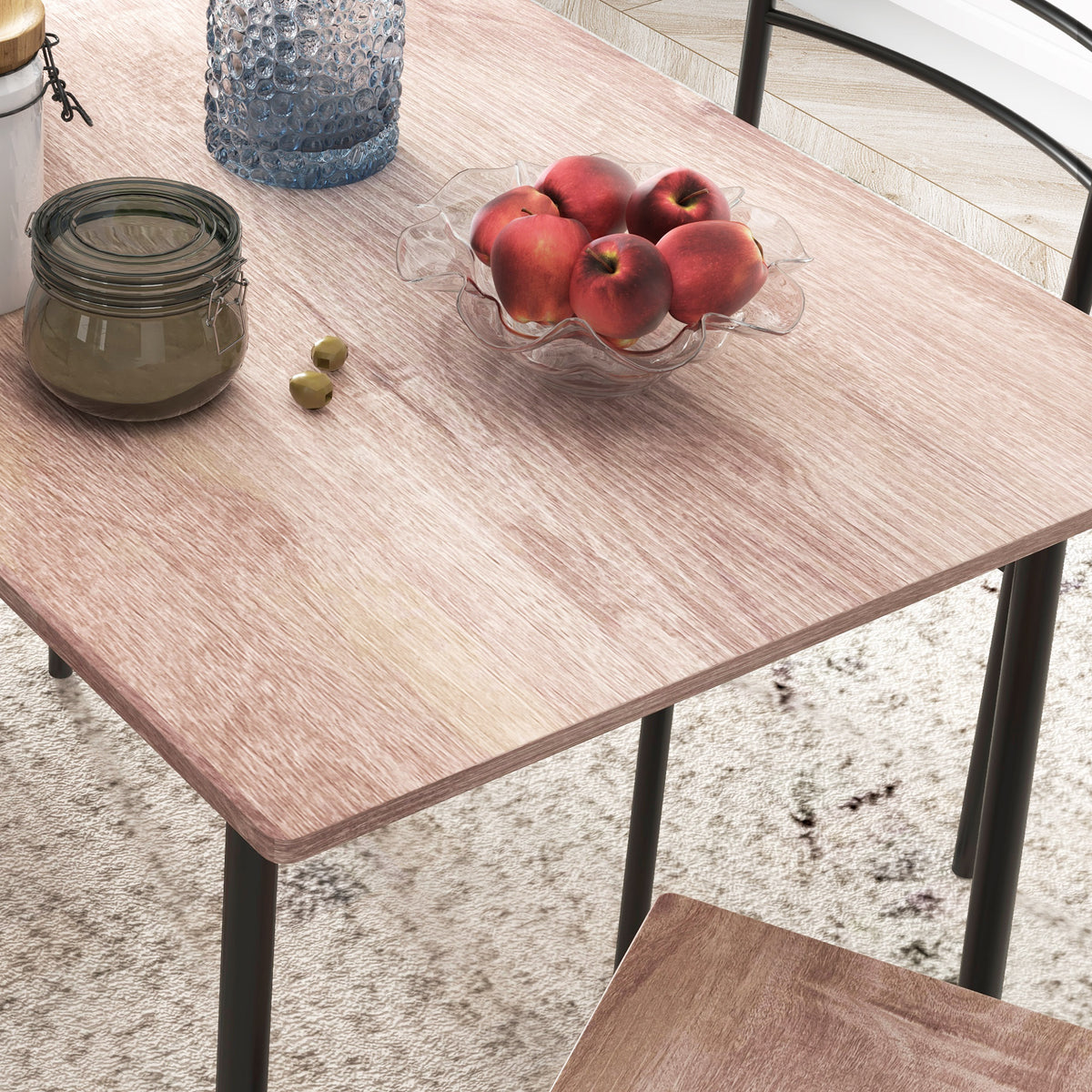 Wooden Dining Table 110cm Wide Rectangular With 4 Chairs - Velmora