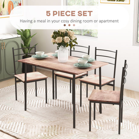 Wooden Dining Table 110cm Wide Rectangular With 4 Chairs - Velmora
