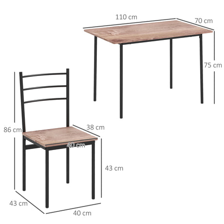 Wooden Dining Table 110cm Wide Rectangular With 4 Chairs - Velmora