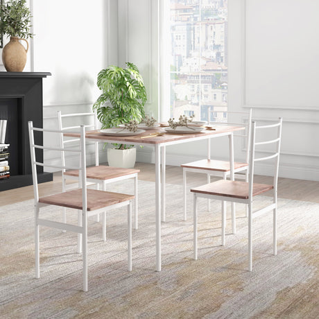 Wooden Dining Table 110cm Wide Rectangular With 4 Chairs - Velmora