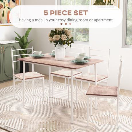 Wooden Dining Table 110cm Wide Rectangular With 4 Chairs - Velmora