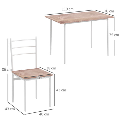 Wooden Dining Table 110cm Wide Rectangular With 4 Chairs - Velmora