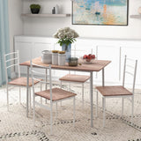 Wooden Dining Table 110cm Wide Rectangular With 4 Chairs - Velmora