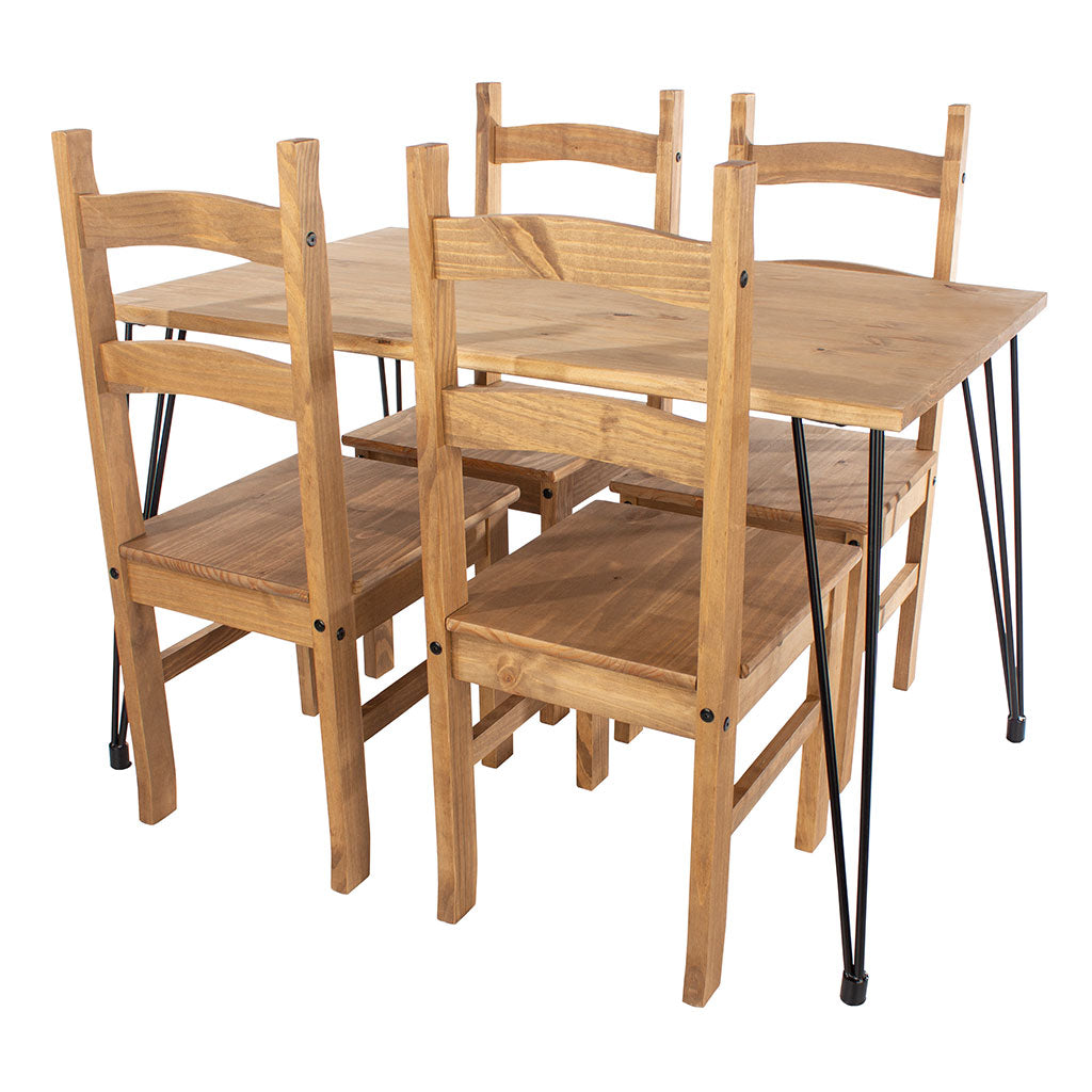 Wooden Dining Table 118cm Wide With 4 Corona Dining Chairs - Augusta