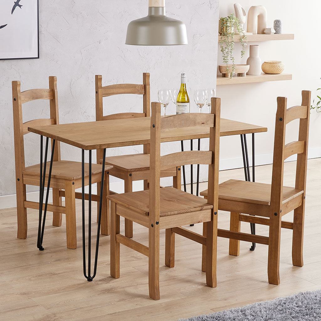 Wooden Dining Table 118cm Wide With 4 Corona Dining Chairs - Augusta