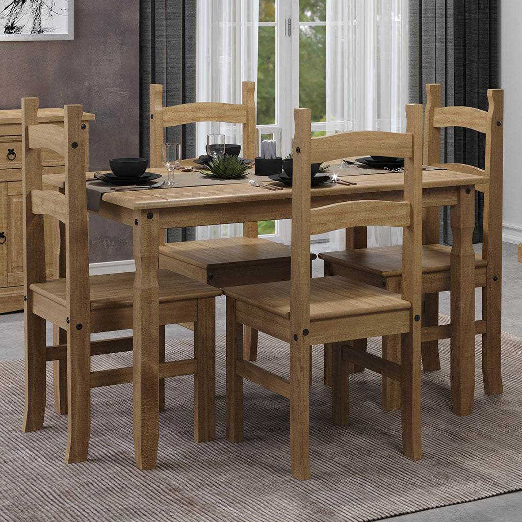 Wooden Dining Table 118cm Wide With 4 Dining Chairs - Corona