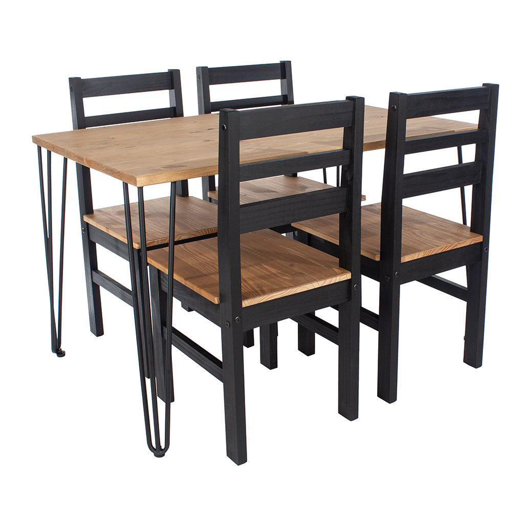 Wooden Dining Table 118cm Wide With 4 Texas Linea Dining Chairs - Augusta