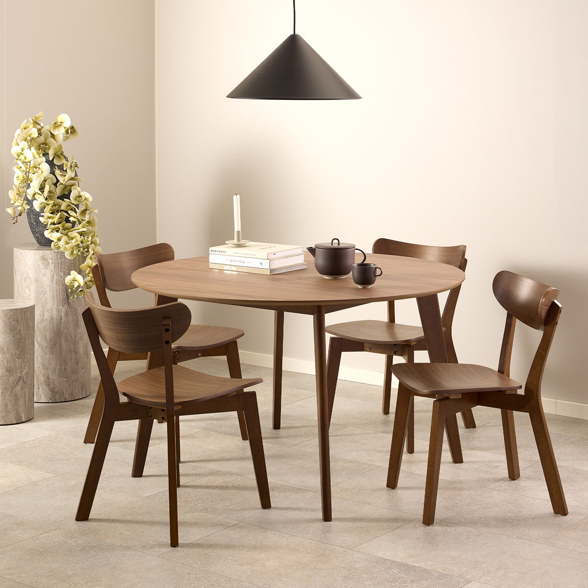 Wooden Dining Table 120cm Wide for 4 People Round - Roxby