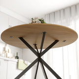 Wooden Dining Table 120cm Wide Round for 4 People - Velmora