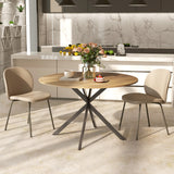 Wooden Dining Table 120cm Wide Round for 4 People - Velmora