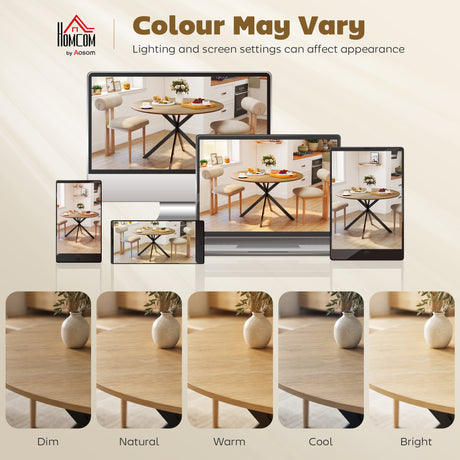 Wooden Dining Table 120cm Wide Round for 4 People - Velmora