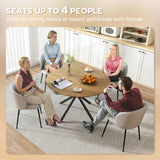 Wooden Dining Table 120cm Wide Round for 4 People - Velmora
