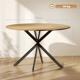 Wooden Dining Table 120cm Wide Round for 4 People - Velmora