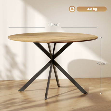 Wooden Dining Table 120cm Wide Round for 4 People - Velmora