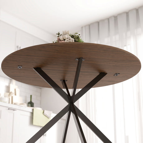Wooden Dining Table 120cm Wide Round for 4 People - Velmora