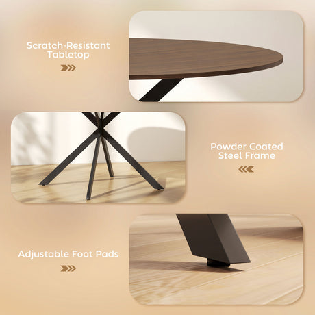Wooden Dining Table 120cm Wide Round for 4 People - Velmora