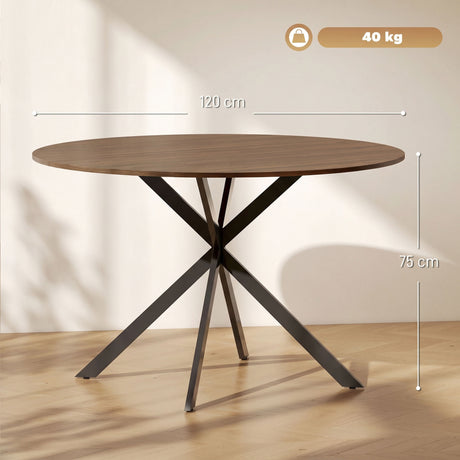 Wooden Dining Table 120cm Wide Round for 4 People - Velmora