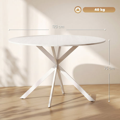 Wooden Dining Table 120cm Wide Round for 4 People - Velmora