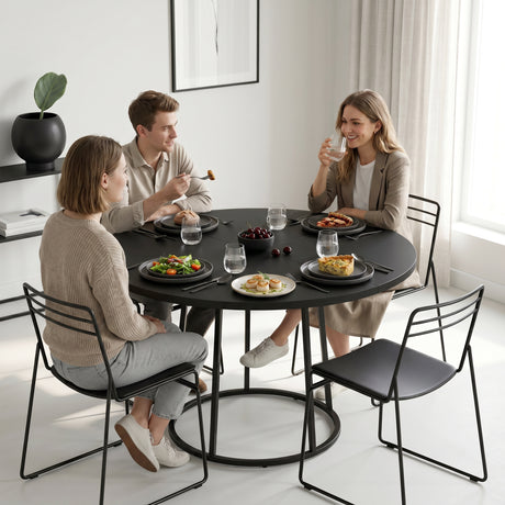 Wooden Dining Table 120cm Wide Round - Velmora