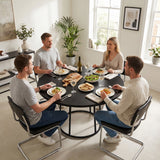 Wooden Dining Table 120cm Wide Round - Velmora