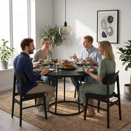 Wooden Dining Table 120cm Wide Round - Velmora
