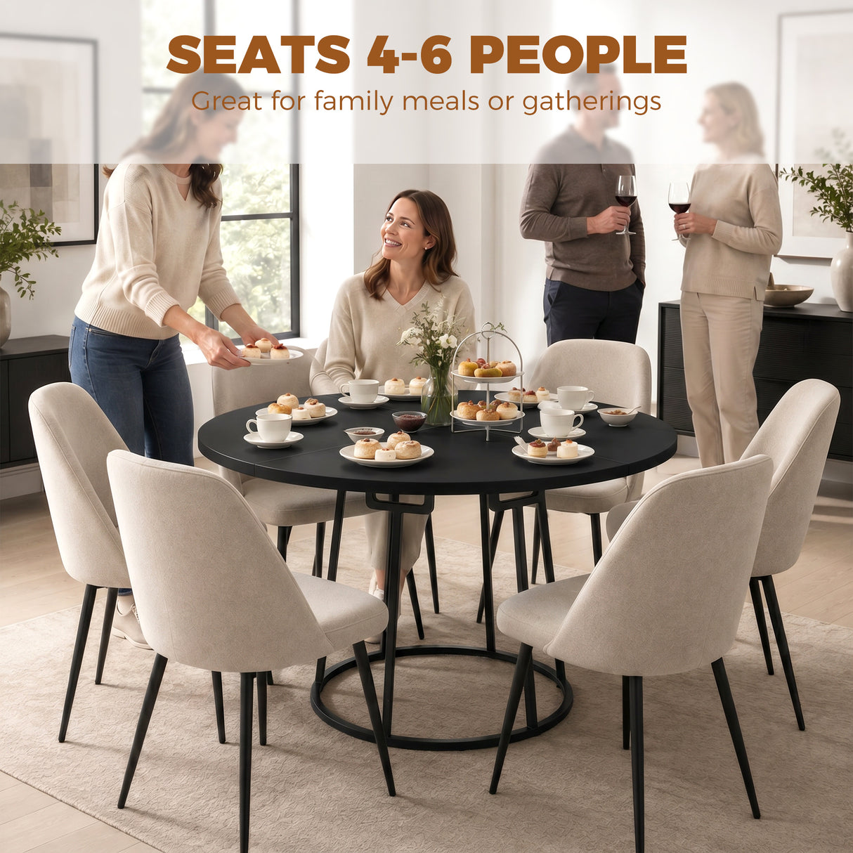 Wooden Dining Table 120cm Wide Round - Velmora
