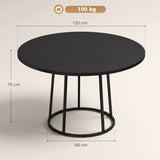 Wooden Dining Table 120cm Wide Round - Velmora