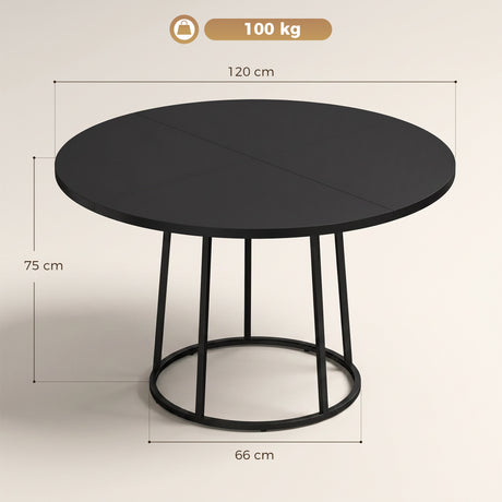 Wooden Dining Table 120cm Wide Round - Velmora