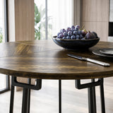 Wooden Dining Table 120cm Wide Round - Velmora