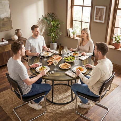 Wooden Dining Table 120cm Wide Round - Velmora
