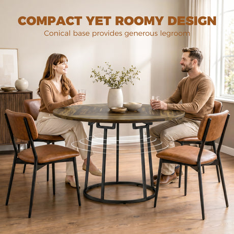 Wooden Dining Table 120cm Wide Round - Velmora